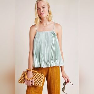 NWT Anthropolgie Guapa pleastes ruffle spaghetti strap cami top